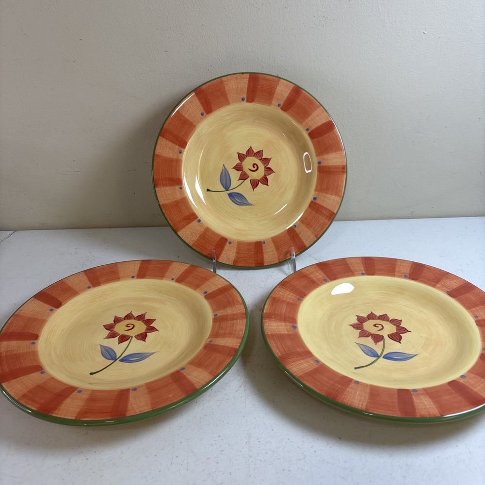 Pfaltzgraff NAPOLI Lunch Plates Hand Painted 9" Floral Farmhouse 3Pc NEW‎ NWT